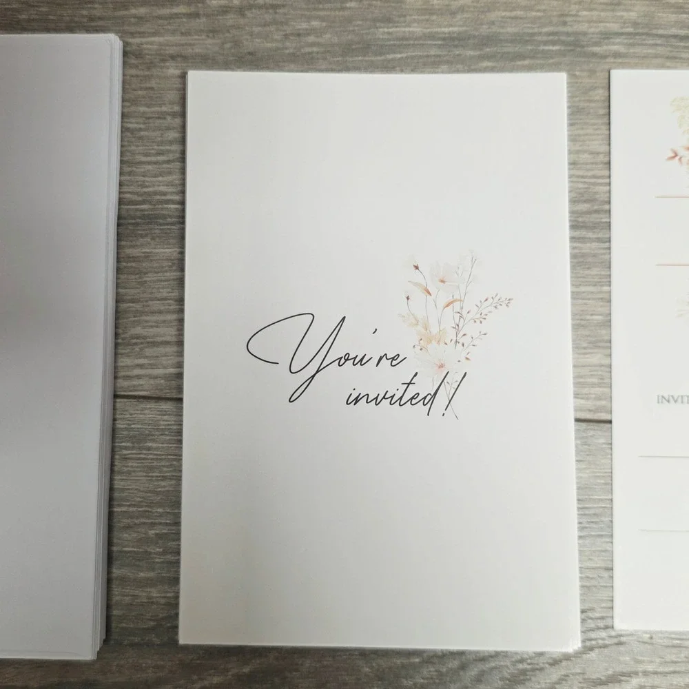20 Count Floral Wedding Invitations with Envelopes Fill in the Blank Boho Style